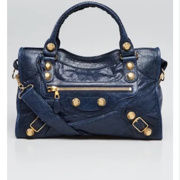 BALENCIAGA
Blue Roi Lambskin Leather Giant 21 Gold City Bag Rare color combo - Picture 1 of 16
